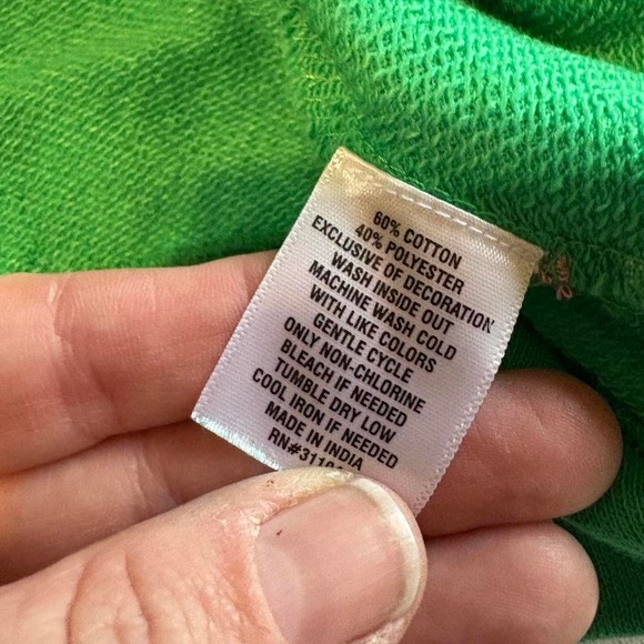 Green floral embroidered cotton sweater Sz M Prairie, boho, bohemian, cottage - Picture 3 of 8